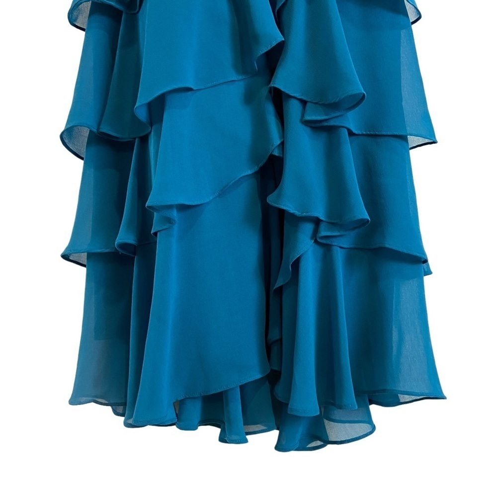 RW&CO. Empire chiffon dress woven turquoise cerulean blue sleeveless size 2 - Picture 8 of 16